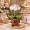Adorno de Planta en Maceta Rosa Tejido a Mano Lindo con Manos y Pies Flor de Hilo Maceta Muñeca Decoración Creativa de Escritorio