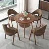 Mesa Redonda de Comedor de Madera de Caucho Estilo Nórdico con Almacenamiento de Doble Capa, Adecuada para Apartamentos Pequeños, Mesa de Comedor de Madera Maciza, Muebles de Mesa Redonda para Reuniones