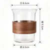 Caneca de café de madeira com isolamento térmico de alto valor, copo de vidro, copo para latte de borossilicato alto, copo simples para suco, uso doméstico, resistente a altas temperaturas