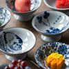 Prato Alto Chinês Prato de Frutas Porcelana Azul e Branca Retrô Prato de Cerâmica para Lanches Prato de Frutas Sala de Estar Doméstica Prato Simples de Buda