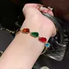Sueño Dorado~Pulsera Ajustable de Zirconia con Forma de Gota de Agua Estilo Lujo Ligero, Estilo Palacio Retro, Joyería Exquisita y de Alta Gama para Mujeres