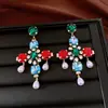 Pendientes Cuadrados de Botón con Mariposa de Pedrería Retro Pabellón del Tesoro Pendientes de Lujo Ligero con Sensación de Alta Gama Pendiente Versátil Vintage Venta al por Mayor