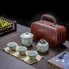 Juego de té de viaje transfronterizo portátil para el hogar, horno Ge, horno Ru, una olla, seis tazas, tetera de kung fu para oficina