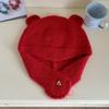 Outono e inverno novo chapéu chapéu de lã das mulheres bonito orelhas de urso de pelúcia pulôver cap ao ar livre frio quente chapéu de malha maré