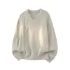 Suéter de punto otoño e invierno transfronterizo para hombre, jersey de cuello en V, corte holgado, moderno, casual, versátil, camiseta base de punto para parejas