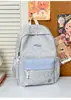 Mochila Bordada con Letras de Tela Esmerilada, Mochila Coreana de Estilo para Fiestas Estudiantiles con Almacenamiento por Capas para Compras y Salidas