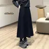 Falda Media de Lana Gris Oscuro para Mujer Otoño Invierno Minimalista para Ir al Trabajo de Cintura Alta Línea A Longitud Media Falda Gruesa Cálida de Gran Vuelo tipo Paraguas