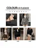 Shorts de punto para mujer 2026 nuevo otoño gris de cintura alta línea A ajustados a la cadera hot pants para mujeres petite, adecuados para usar con botas