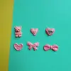 Accesorios de resina con lazo rosa en forma de corazón, pegamento en crema para fundas de teléfono, materiales para horquillas, materiales para parches de zapatos tipo zueco.