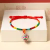 Pulseras Sencillas de Hilo de Colores para el Festival del Bote del Dragón, Pequeños Regalos para Puestos del Mercado y Atracciones Turísticas, Hilo Rojo con una Sola Cuenta al por Mayor