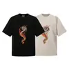Comércio Exterior Transfronteiriço Em Estoque Derreter Conector Estilo Americano Marca Tendência High Street Retro Estampa Líquida Camiseta Casual Solta de Manga Curta
