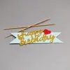 Pastel Hornear Decorativo Enchufe Firma Feliz Cumpleaños Banderín de Bola de Pelo Arco Tarjeta-en Mesa de Postres de Fiesta Disfraz