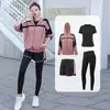Conjunto de Yoga Feminino Transfronteiriço Estilo Coreano Corrida Matinal Esportes ao Ar Livre Treinamento de Corrida Conjunto Fitness com Capuz de Quatro ou Cinco Peças para Mulheres