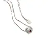 Colar de contas de prata escovada S925 puro, estilo ins coreano da moda, personalizado, com contas de zircônia branca, azul e vermelha, de alta qualidade