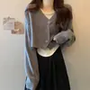 Cardigan de Tricô Curto com Decote V Novo para Primavera e Outono 2026 para Mulheres, Estilo Suave, Cintura Alta, Emagrecedor, Jaqueta Suéter Versátil Tendência