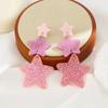 Pendientes de dopamina lindos dulces rosa estrella de cinco puntas exagerados largos personalizados bobina de mosquito clip de oreja sin agujero