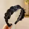 Diadema Trenzada de Perlas de Moda Espina de Pescado Trenzada Esponjosa Antideslizante Para Lavado de Cara Salida Corona Alta Pasador Accesorio para el Cabello