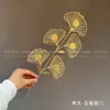 Flores de Nochevieja, Flores Artificiales Doradas, Eucalipto Dorado, Hortensia, Abanico Dorado, Hojas de Ginkgo, Cubo de la Fortuna, Arreglo Floral, Hojas, Flores de Plástico