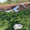 Escultura de Garça em Aço Inoxidável Decoração de Paisagem para Pátio Espelho d'Água Jardim com Piscina Externa Ornamentos Artesanato em Ferro Tridimensional