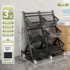 Estante de cocina de pie multicapa para verduras y frutas, canasta de verduras multifuncional, estante de almacenamiento de bocadillos para sala de estar con ruedas