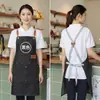 Delantal de Lona con Impresión de Logo Personalizado para Catering, Cafetería, Tienda de Té con Leche, Delantal de Cocina, Ropa de Trabajo Impermeable para Mujeres