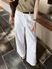 Calça da Sorte Estilo Dinheiro Antigo Han Xun para o Trabalho Emagrecedora Cintura Alta Perna Reta Perna Larga Calça Longa Feminina Outono 2026 Estilo 27077
