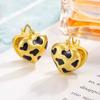 Nuevo Pendiente de Hebilla de Oreja Amor Dorado Estampado Leopardo Sentido de Lujo Ligero Diseño Nicho Mate Simple Exquisito Moda Pendientes de Alto Sentido