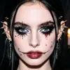 Adesivos de Tatuagem de Halloween Estilo Gótico Escuro Maquiagem de Palhaço à Prova d'Água Longa Duração Adesivos para Rosto Coloridos Festa Festival