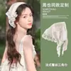 Conjunto de diadema de encaje blanco y bufanda, bufanda triangular estilo francés para el cabello, sombrero de pañuelo cuadrado, tocado de playa estilo pastoral para mujer