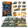 Crianças escorregam mini liga metálica modelo de carro de engenharia conjunto de caixa de presente 1:64 escavadeira pequena menino betoneira atacado