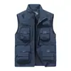 Chaleco deportivo casual de exterior para hombre para primavera y otoño, disponible en tallas grandes, con corte holgado, forro de malla y múltiples bolsillos para gran capacidad de almacenamiento