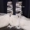 Copa Creativa para Brindis de Boda para Recién Casados, un Par de Copas de Champaña con Diamantes Rotos, Decoración de Copa Hecha a Mano DIY