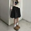 Nuevo falda midi versátil de lunares abombada vintage de otoño con botones y diseño único