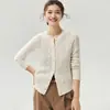 Suéter de cachemira de punto trenzado para mujer, estilo sencillo, cuello redondo, cárdigan 100% cachemira pura, prenda exterior tejida, suéter cálido y adelgazante para otoño