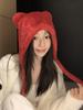 Gorro de oso de dibujos animados para mujer, gorro de felpa grueso y cálido para el invierno, gorro pequeño con puntera para el frío, 2024