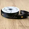 Nuevo Listón de Poliéster de 2.5cm Estampado en Caliente Amor Corazón Pequeño Embalaje de Ramo Regalo Cinta de Flor Hilo de Cinta