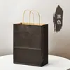 Saco de Papel Marrom para Embalagem Bolsa de Presente de Feriado Bolsa de Mão Café Leite Chá Bebida Natal Crianças Takeaway Embalagem para Assar Personalização