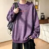 Sudadera de peso pesado de corte holgado para hombre, colección de otoño, sin capucha, con bordado de letras, marca de moda, lavado a la arena, prenda exterior estilo americano, adecuada para adolescentes
