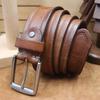 Cinturón de piel de vaca pura retro de moda para hombre, cinturón de jeans para hombre, estudiante, estilo coreano, moderno, capa de cabeza, hebilla de pasador, combina con todo, universal para mujer
