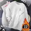 Nueva Camiseta de Manga Larga con Cuello Redondo Otoño/Invierno 2025, Sudadera Gruesa Versátil de Moda con Forro Polar, Camiseta Básica para Hombre