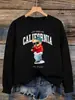 Sudadera con Estampado de Letras Rapper Bear Los Angeles para Mujer, Holgada, Cuello Redondo, Streetwear, Hip-Hop, Sudadera