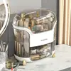 Caja de Almacenamiento para Cosméticos, Caja de Almacenamiento con Compartimentos de Gran Capacidad para Productos de Cuidado de la Piel de Escritorio, Estante de Almacenamiento a Prueba de Polvo para Lápices Labiales y Brochas para Polvos