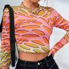 [Personalizado] Camiseta chaqueta de manga larga con estampado de cuello redondo y color degradado para mujer, venta al por mayor de primavera y verano Amazon J6055
