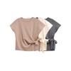 Amazon Comercio Exterior 2024 Invierno Nuevo Estilo Europeo y Americano para Mujer Sencillo Combinable Hombro Manga Corta Suave Camiseta Tejida