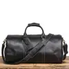Bolsa de Viagem em Couro Crazy Horse Camada Superior Couro de Vaca Mala Trolley Bolsa de Viagem Feita à Mão Couro Genuíno Bolsa Masculina de Ombro Transversal