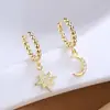 Pendientes de Trébol de Cuatro Hojas de Plata S925, Pendientes de Circonita de Lujo Ligero y Gama Alta, Pendientes de Cruz para Mujer, Joyería para Orejas de Nicho al por Mayor