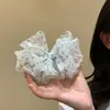 Presilha de banana com poá transparente e laço para rabos de cavalo altos de verão, presilha de garra suave e elegante para penteados presos na nuca
