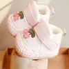 Sapatos de Bebê para o Inverno, Forrados com Lã e Espessados, Sapatos para Iniciantes para Bebês Meninas de 0 a 1 Ano, Sapatos de Caminhada com Solado Macio para Pequenas Princesas