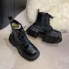 Botas Martin de Plataforma de Suela Gruesa para Mujer 2026 Nuevo Estilo Otoño Estilo Británico Botines con Cordones Color Pulido Retro Botas Individuales de Motociclista