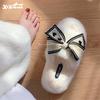 Pantuflas de Algodón Casual Estilo Ins con Forro de Polar y Lazo para Uso Diario, Nuevo Modelo de Invierno, Cómodos Zapatos de Felpa Antideslizantes para el Hogar para Mujeres